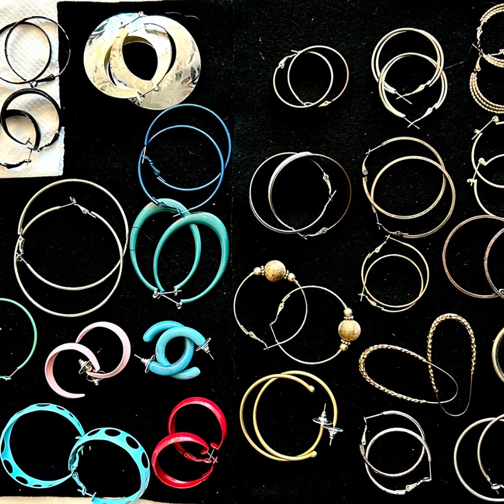 39 vintage/retro hoop earring lot - $45